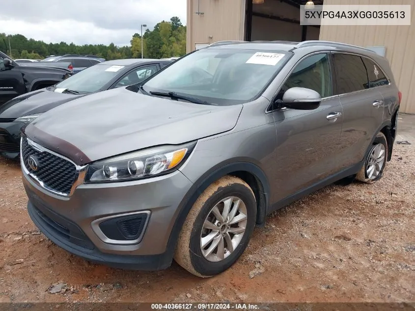 2016 Kia Sorento 2.4L Lx VIN: 5XYPG4A3XGG035613 Lot: 40366127