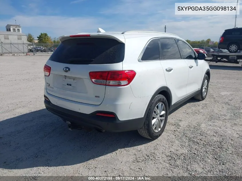 5XYPGDA35GG098134 2016 Kia Sorento 2.4L Lx