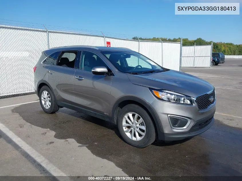 5XYPGDA33GG180413 2016 Kia Sorento 2.4L Lx