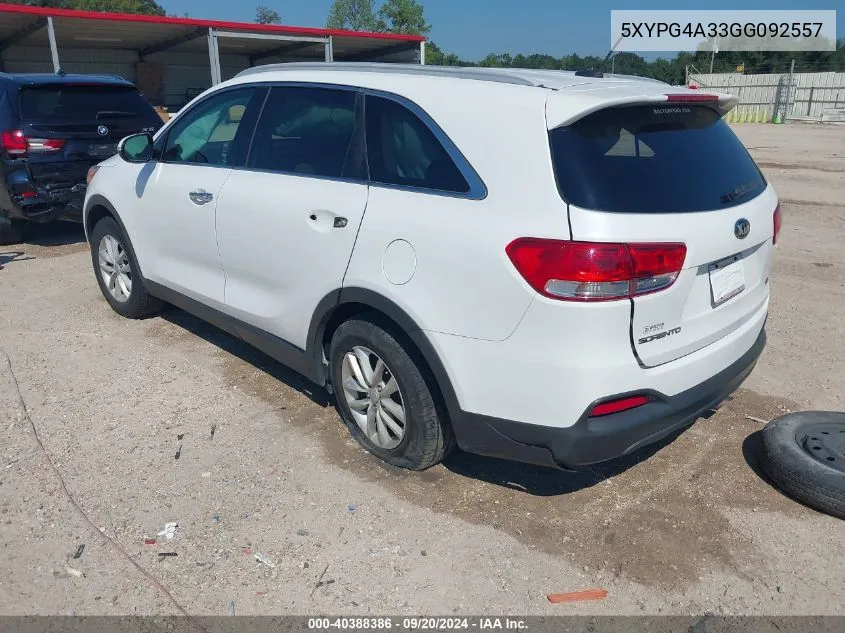 5XYPG4A33GG092557 2016 Kia Sorento 2.4L Lx