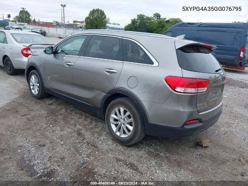 2016 Kia Sorento Lx/L VIN: 5XYPG4A35GG076795 Lot: 40409146