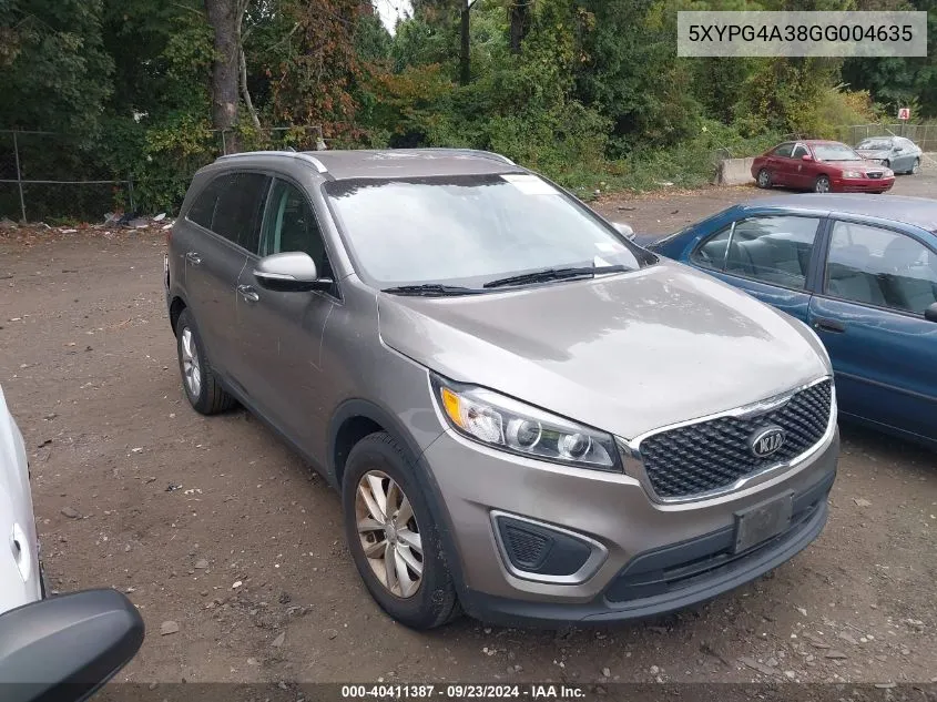 5XYPG4A38GG004635 2016 Kia Sorento Lx/L