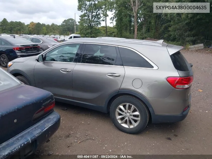 5XYPG4A38GG004635 2016 Kia Sorento Lx/L