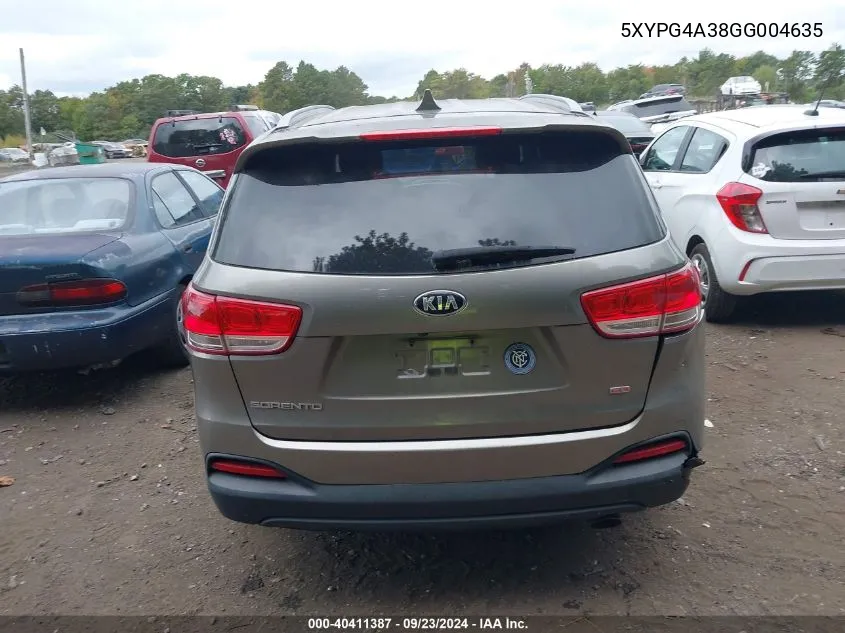 5XYPG4A38GG004635 2016 Kia Sorento Lx/L