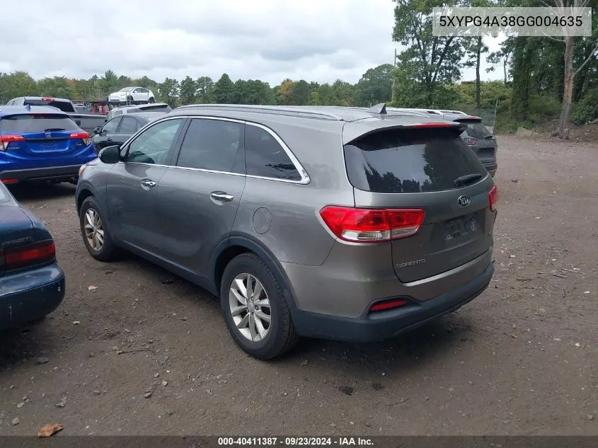 5XYPG4A38GG004635 2016 Kia Sorento Lx/L