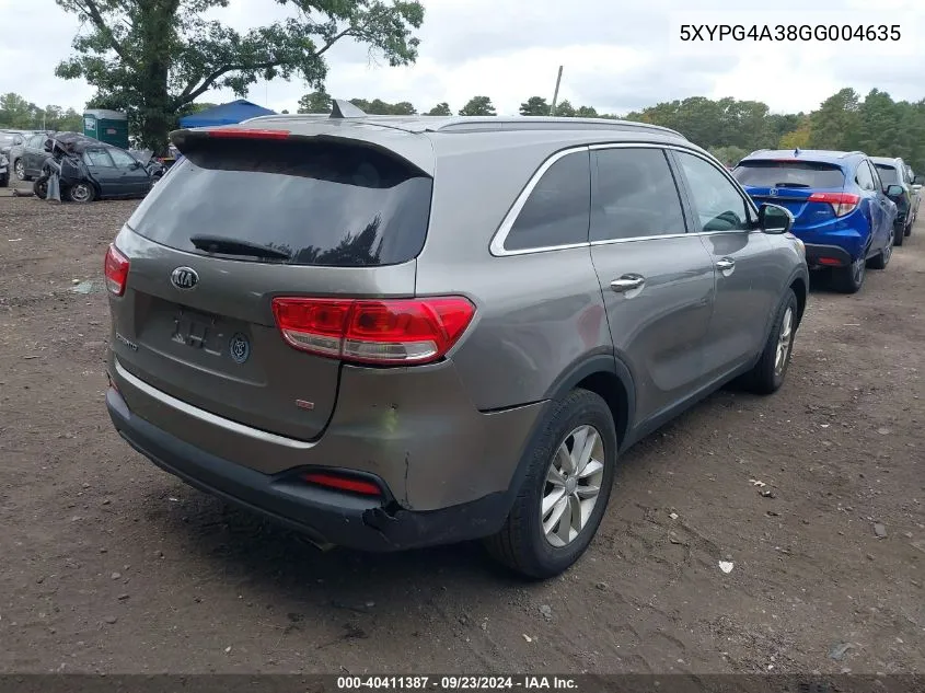 5XYPG4A38GG004635 2016 Kia Sorento Lx/L