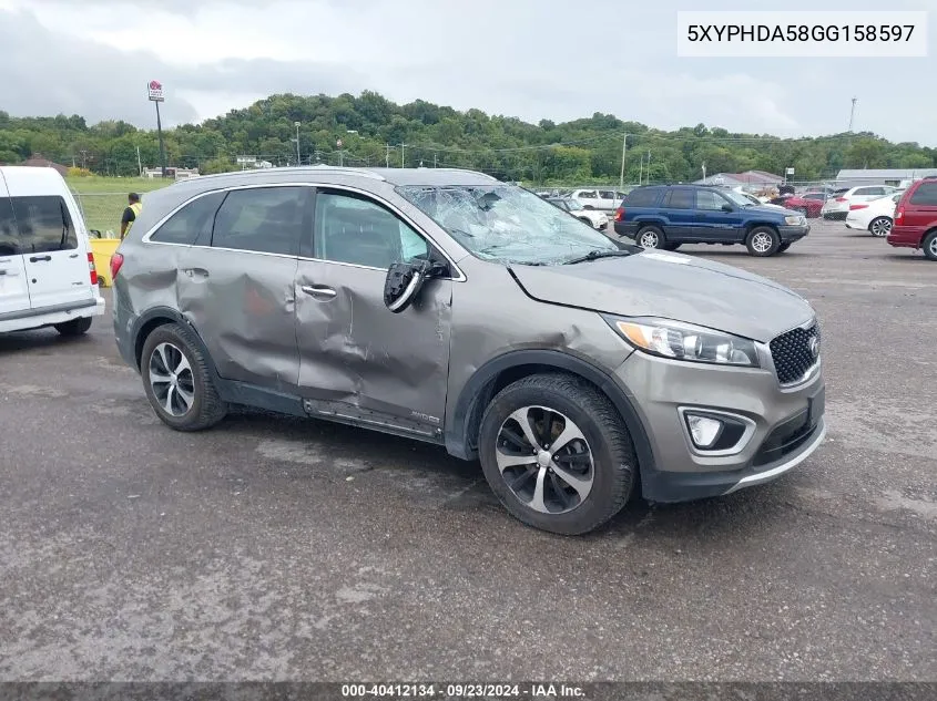 5XYPHDA58GG158597 2016 Kia Sorento 3.3L Ex