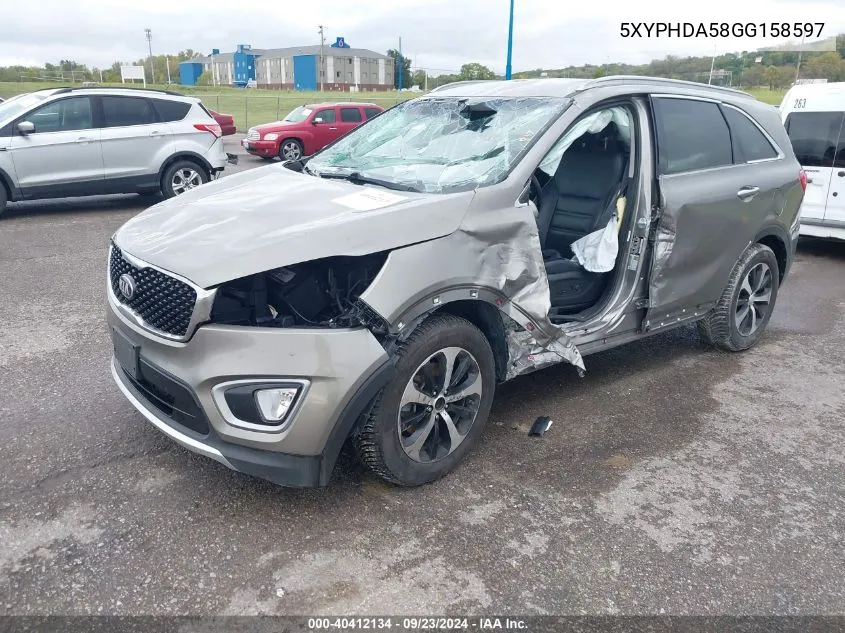 5XYPHDA58GG158597 2016 Kia Sorento 3.3L Ex