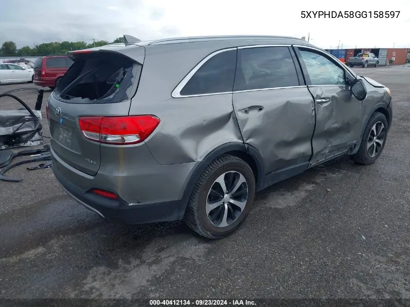 5XYPHDA58GG158597 2016 Kia Sorento 3.3L Ex