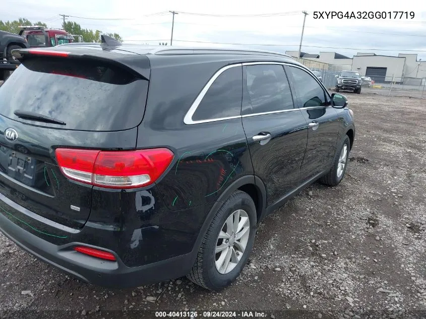 2016 Kia Sorento 2.4L Lx VIN: 5XYPG4A32GG017719 Lot: 40413126