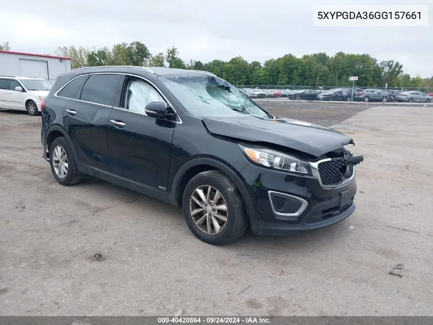 2016 Kia Sorento 2.4L Lx VIN: 5XYPGDA36GG157661 Lot: 40420864