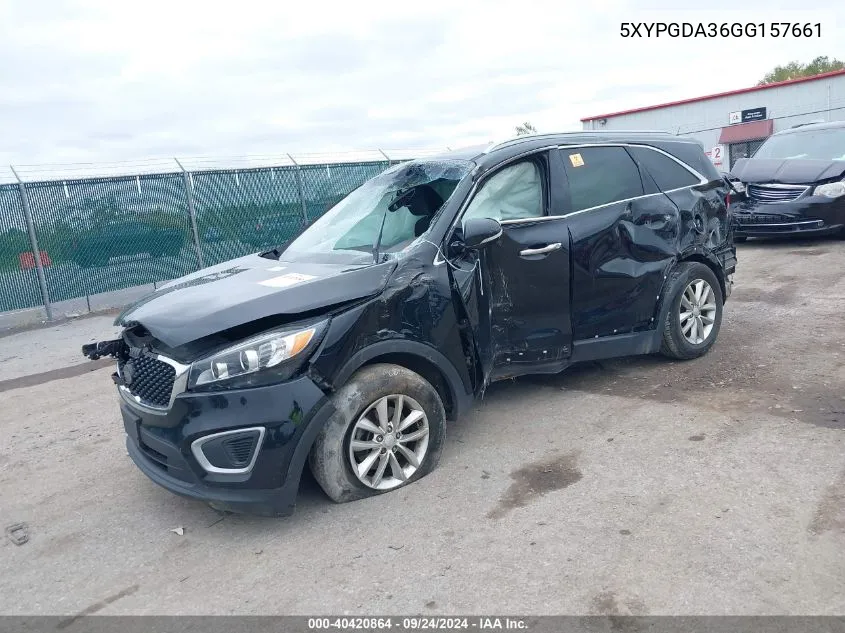 2016 Kia Sorento 2.4L Lx VIN: 5XYPGDA36GG157661 Lot: 40420864