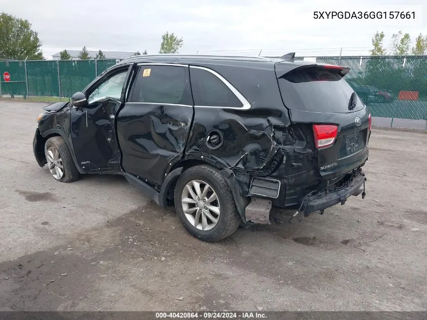 5XYPGDA36GG157661 2016 Kia Sorento 2.4L Lx