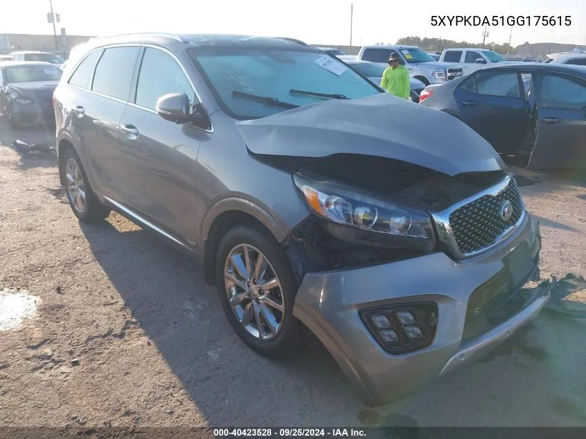 2016 Kia Sorento 3.3L Sxl VIN: 5XYPKDA51GG175615 Lot: 40423528