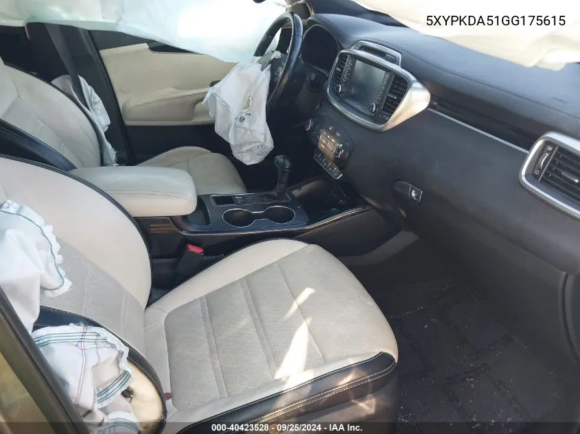 5XYPKDA51GG175615 2016 Kia Sorento 3.3L Sxl