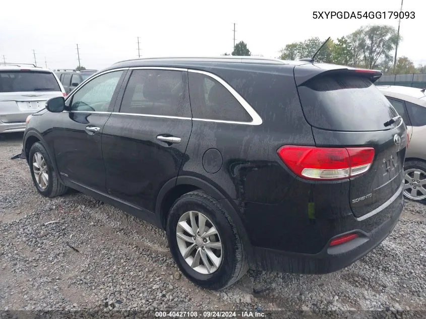 2016 Kia Sorento 3.3L Lx VIN: 5XYPGDA54GG179093 Lot: 40427108