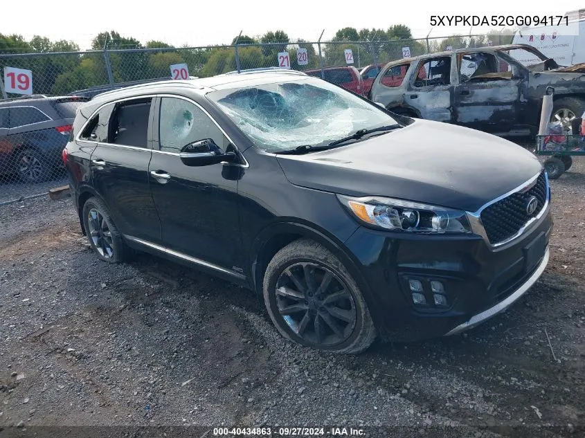 2016 Kia Sorento 3.3L Sxl VIN: 5XYPKDA52GG094171 Lot: 40434863