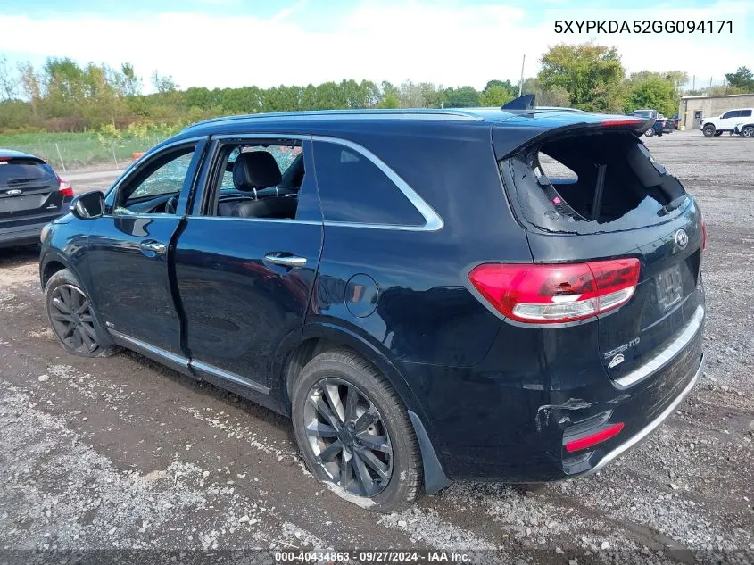 5XYPKDA52GG094171 2016 Kia Sorento 3.3L Sxl