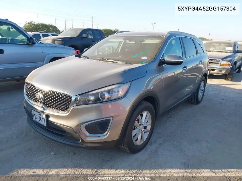 5XYPG4A52GG157304 2016 Kia Sorento 3.3L Lx