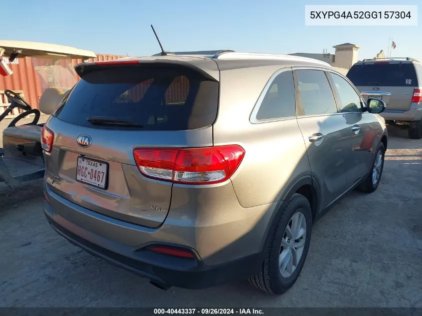 5XYPG4A52GG157304 2016 Kia Sorento 3.3L Lx