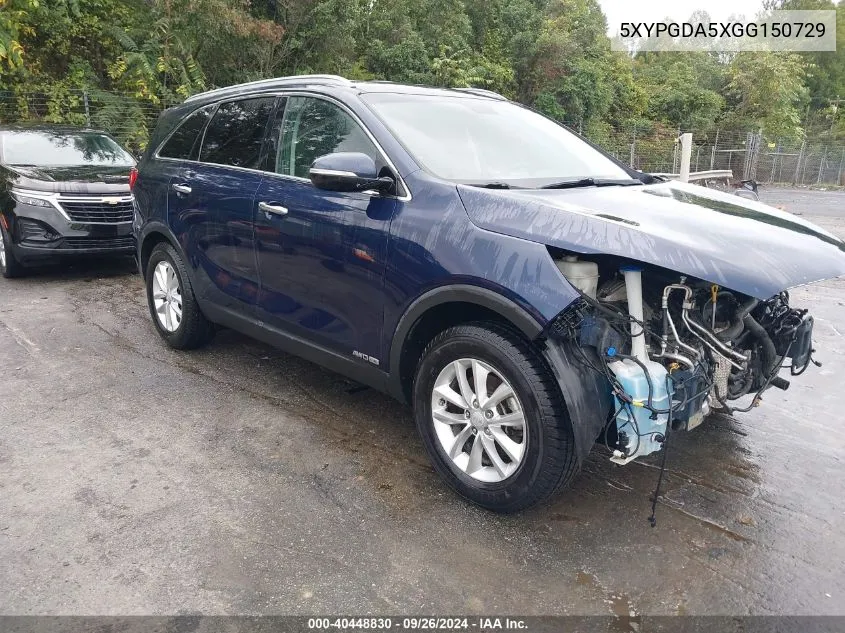 5XYPGDA5XGG150729 2016 Kia Sorento 3.3L Lx