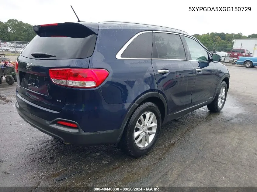 5XYPGDA5XGG150729 2016 Kia Sorento 3.3L Lx