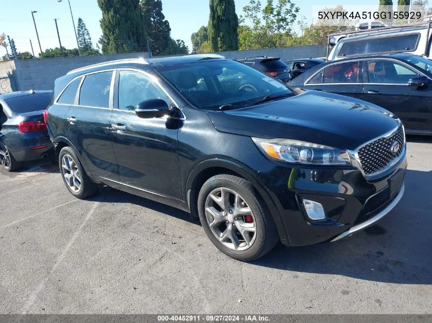 5XYPK4A51GG155929 2016 Kia Sorento 3.3L Sx