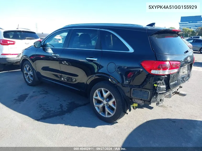 5XYPK4A51GG155929 2016 Kia Sorento 3.3L Sx