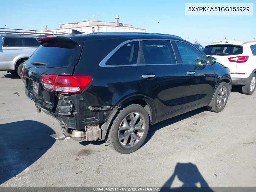 5XYPK4A51GG155929 2016 Kia Sorento 3.3L Sx