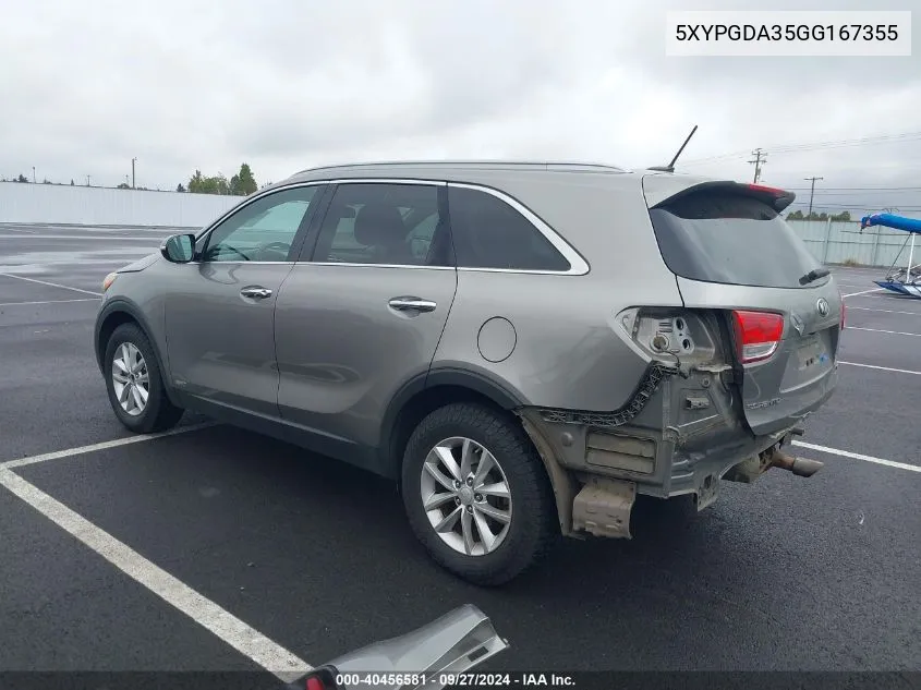 5XYPGDA35GG167355 2016 Kia Sorento 2.4L Lx