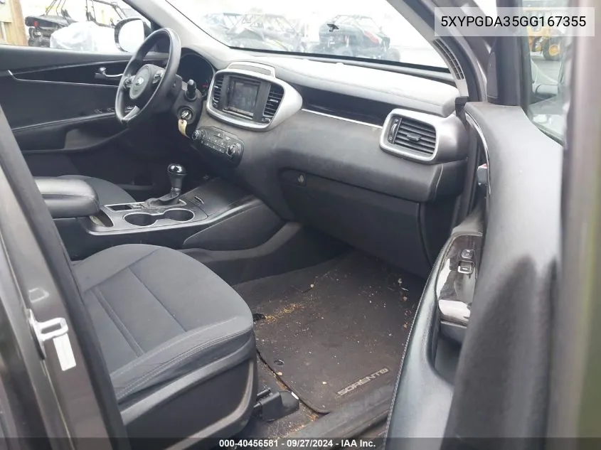 5XYPGDA35GG167355 2016 Kia Sorento 2.4L Lx