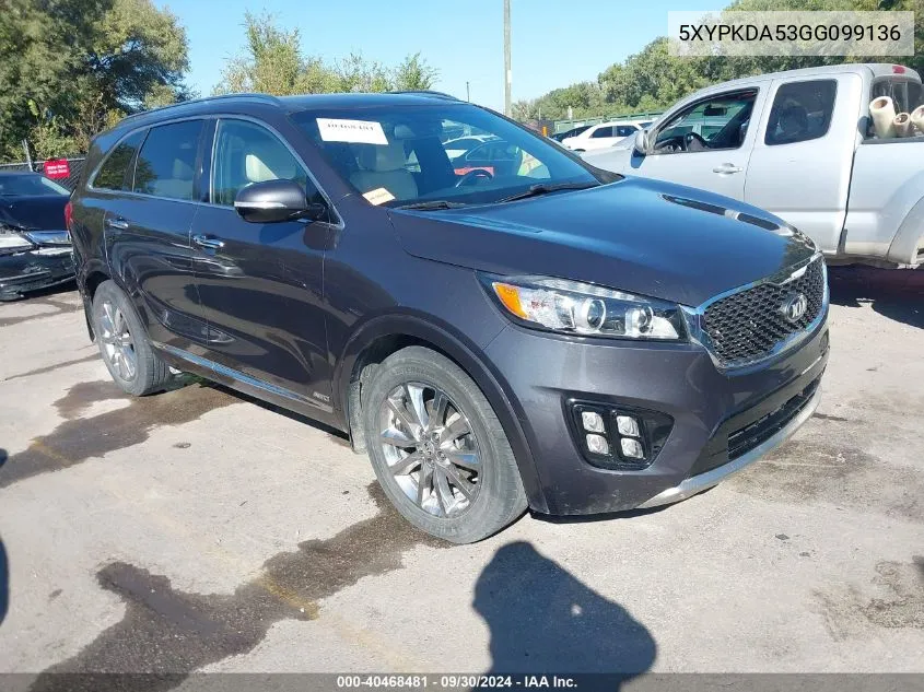 2016 Kia Sorento 3.3L Sxl VIN: 5XYPKDA53GG099136 Lot: 40468481