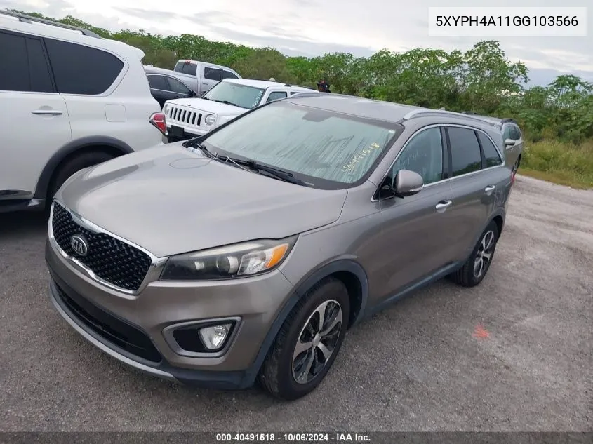 2016 Kia Sorento Ex VIN: 5XYPH4A11GG103566 Lot: 40491518