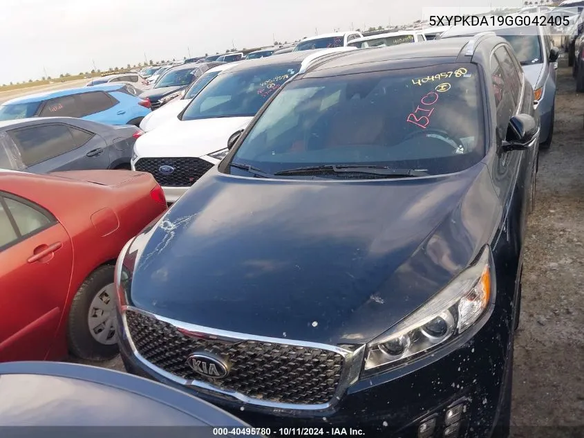 2016 Kia Sorento Sx/Sx Limited VIN: 5XYPKDA19GG042405 Lot: 40495780