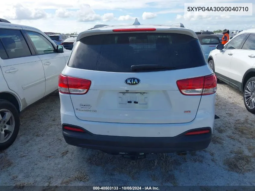 2016 Kia Sorento Lx/L VIN: 5XYPG4A30GG040710 Lot: 40503133