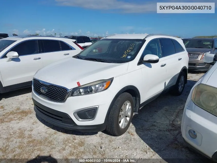 2016 Kia Sorento Lx/L VIN: 5XYPG4A30GG040710 Lot: 40503133