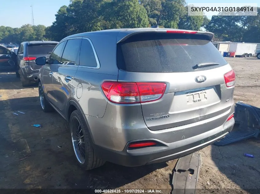 5XYPG4A31GG184914 2016 Kia Sorento Lx/L