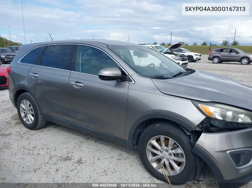 2016 Kia Sorento 2.4L L VIN: 5XYPG4A30GG167313 Lot: 40529406