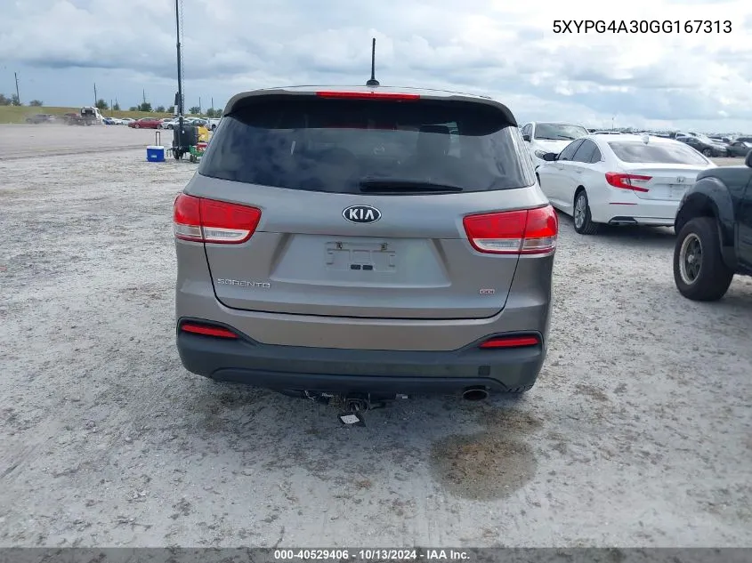 2016 Kia Sorento 2.4L L VIN: 5XYPG4A30GG167313 Lot: 40529406