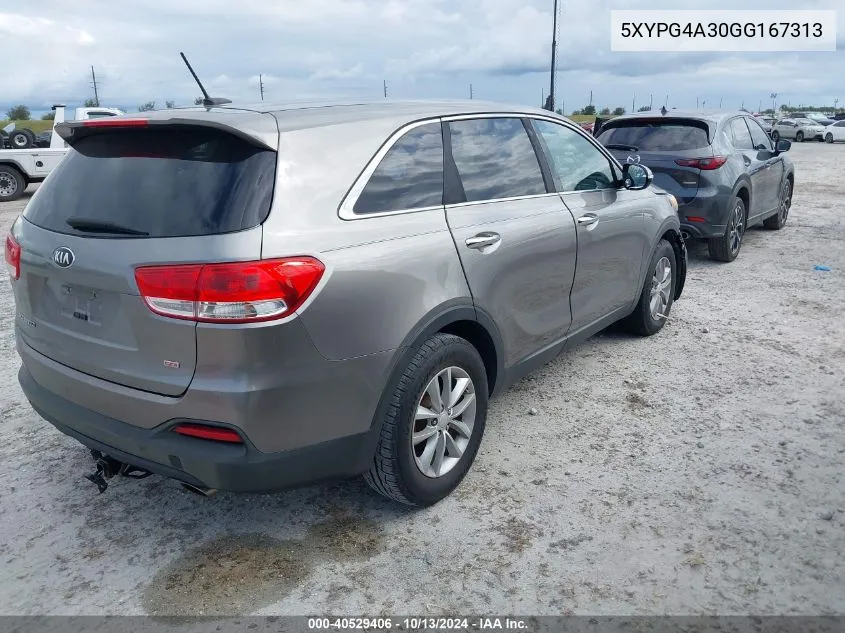 2016 Kia Sorento 2.4L L VIN: 5XYPG4A30GG167313 Lot: 40529406