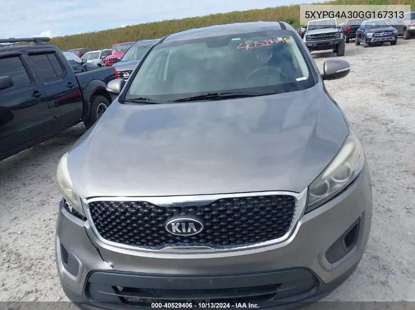 2016 Kia Sorento 2.4L L VIN: 5XYPG4A30GG167313 Lot: 40529406