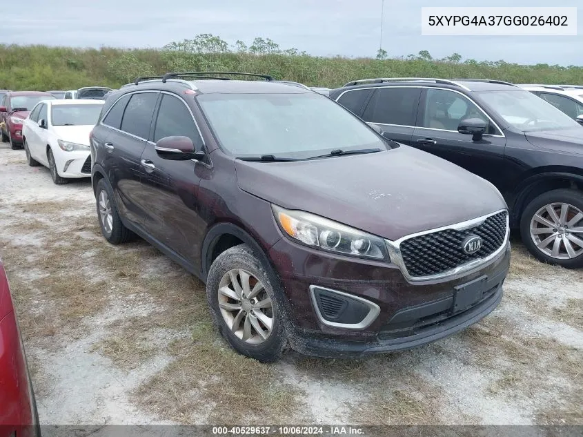 2016 Kia Sorento Lx/L VIN: 5XYPG4A37GG026402 Lot: 40529637