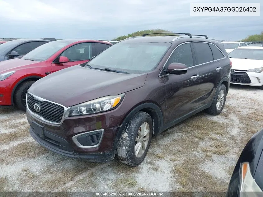 2016 Kia Sorento Lx/L VIN: 5XYPG4A37GG026402 Lot: 40529637