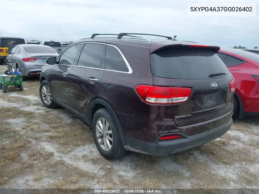 2016 Kia Sorento Lx/L VIN: 5XYPG4A37GG026402 Lot: 40529637