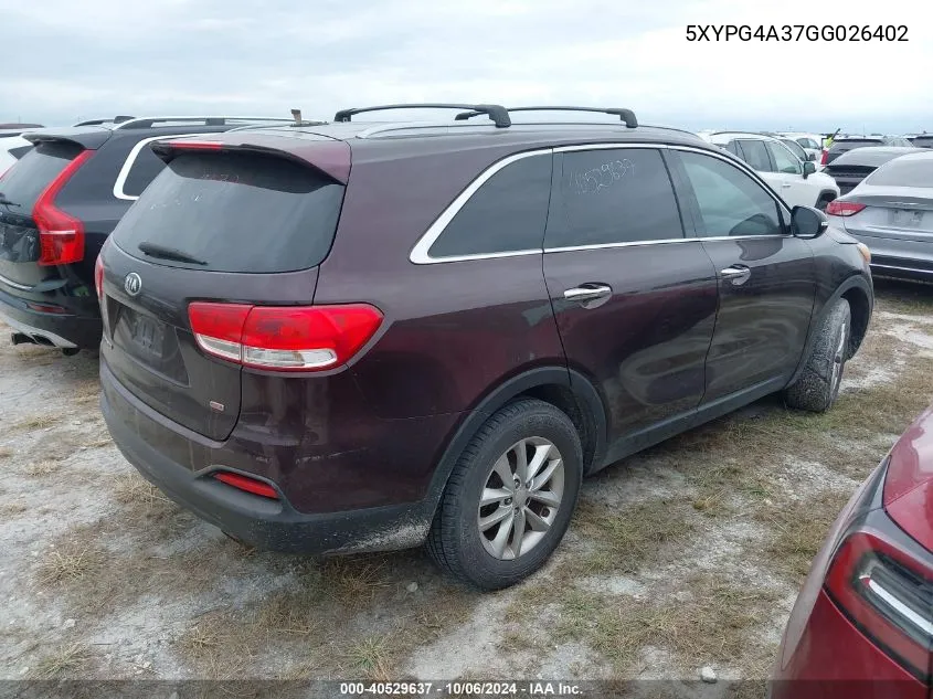 5XYPG4A37GG026402 2016 Kia Sorento Lx/L