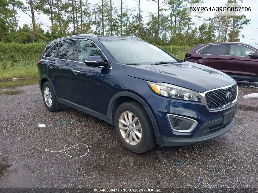 2016 Kia Sorento 2.4L Lx VIN: 5XYPG4A39GG057506 Lot: 40538477