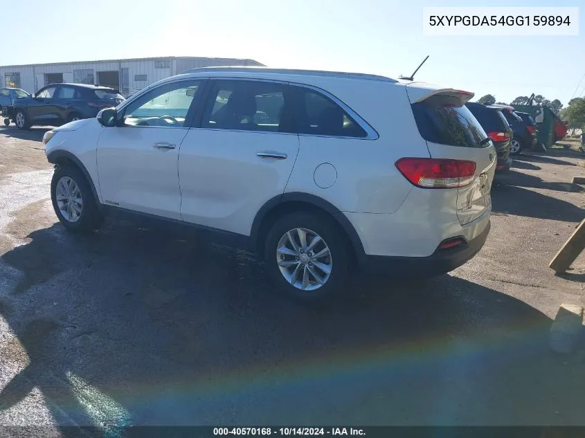 2016 Kia Sorento 3.3L Lx VIN: 5XYPGDA54GG159894 Lot: 40570168