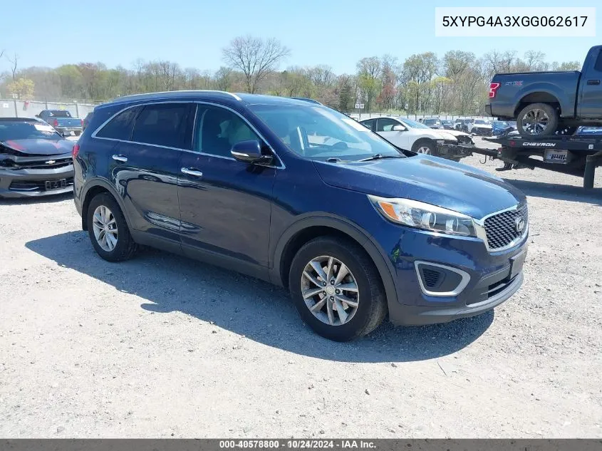 2016 Kia Sorento 2.4L Lx VIN: 5XYPG4A3XGG062617 Lot: 40578800