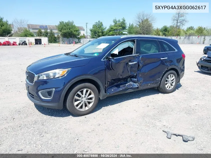 2016 Kia Sorento 2.4L Lx VIN: 5XYPG4A3XGG062617 Lot: 40578800