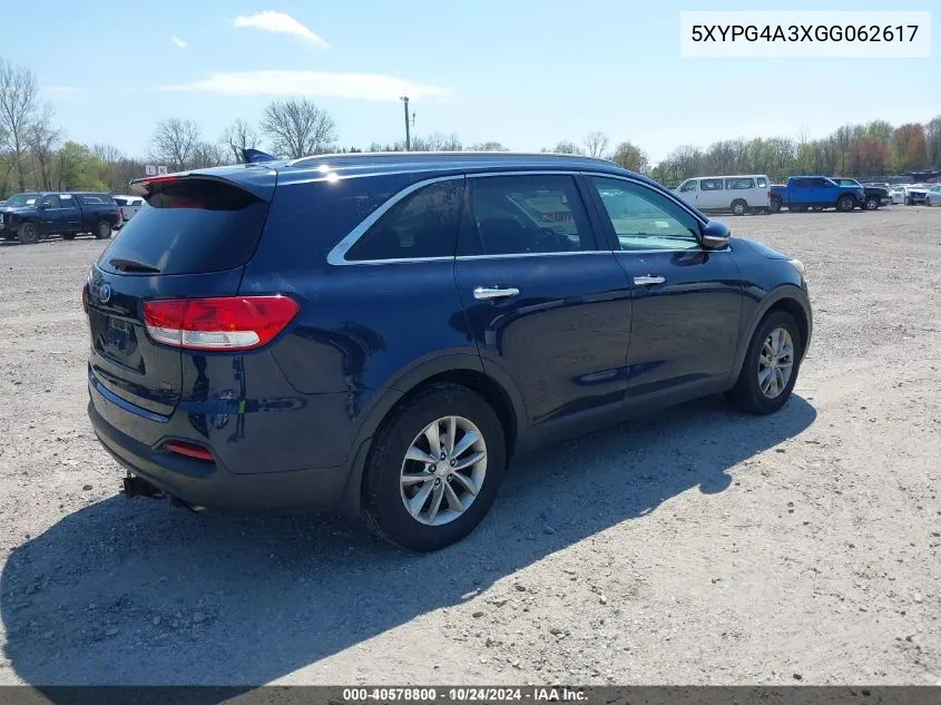 2016 Kia Sorento 2.4L Lx VIN: 5XYPG4A3XGG062617 Lot: 40578800